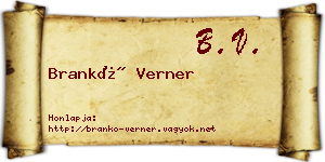 Brankó Verner névjegykártya